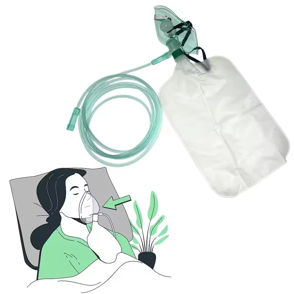 Oxygen Mask Reservoir Bag Adult - Masker Oksigen Dewasa Sekali Pakai Konsentrasi