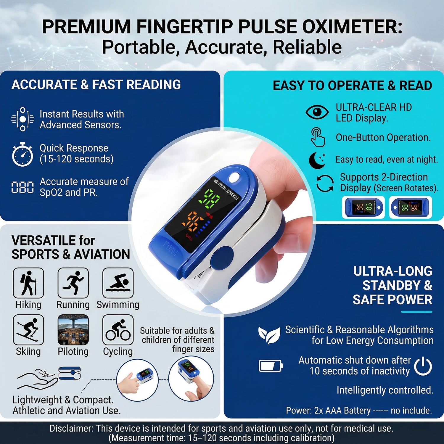 Oxygen Saturation Monitor Fingertip - Oksimeter Portabel Monitor Saturasi Oksigen Darah