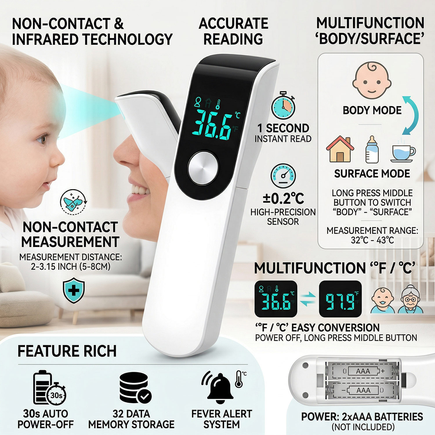 Termometer Dahi Medis, Oksimet - Oxygen Saturation Monitor Fingertip ulasan dan harga